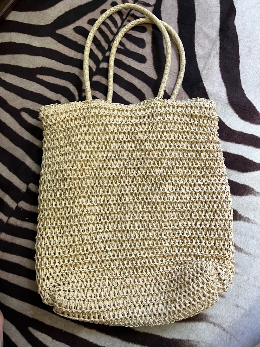 Woven Straw Tote Bag in Natural Cream - Women Bags